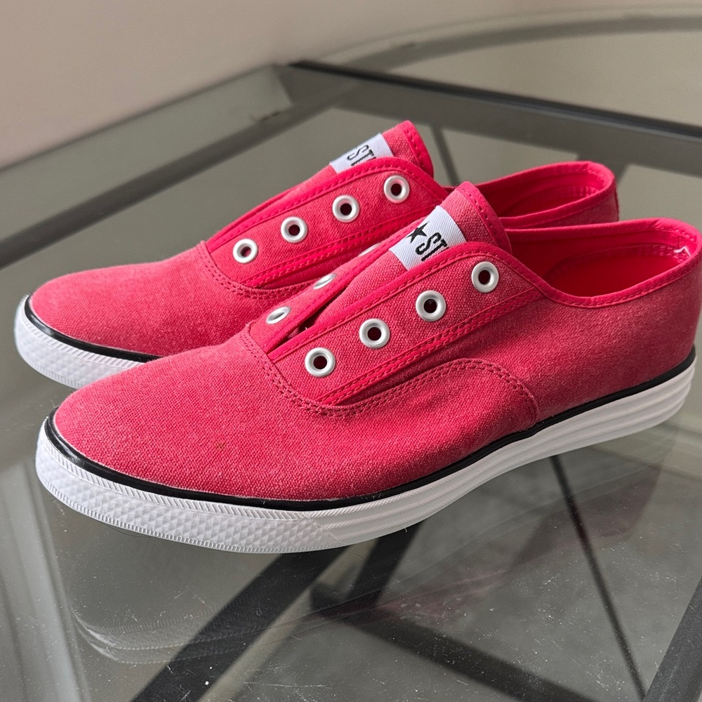 NEW Converse All Star Slip-On Red Canvas Plastic Sneakers